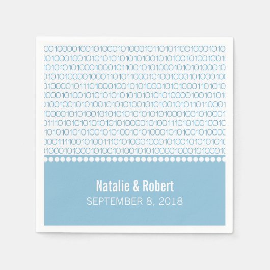 Blue Geek Chic Binary Code Paper Napkins Servetten (Voorkant)