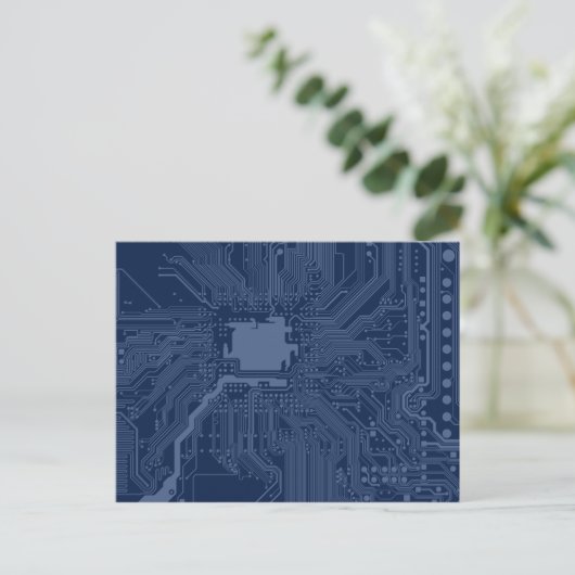 Blue Geek Motherboard Circuit Patroon Briefkaart (Staand voorkant)