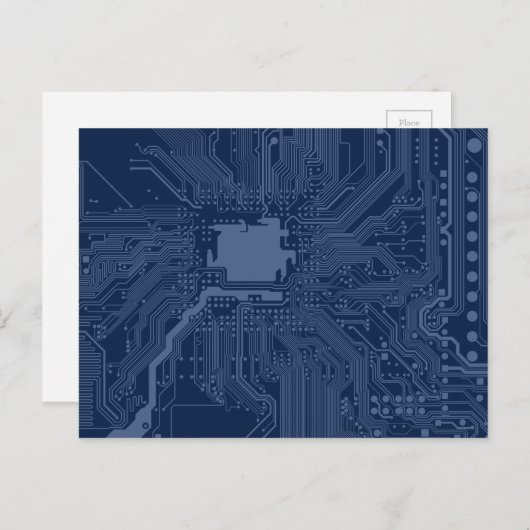 Blue Geek Motherboard Circuit Patroon Briefkaart (Voorkant / Achterkant)