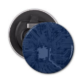 Blue Geek Motherboard Circuit Patroon Button Flesopener (Voorkant)