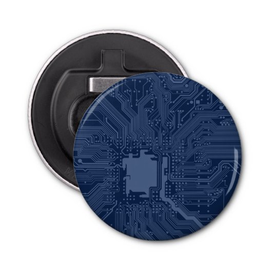 Blue Geek Motherboard Circuit Patroon Button Flesopener (Voorkant)