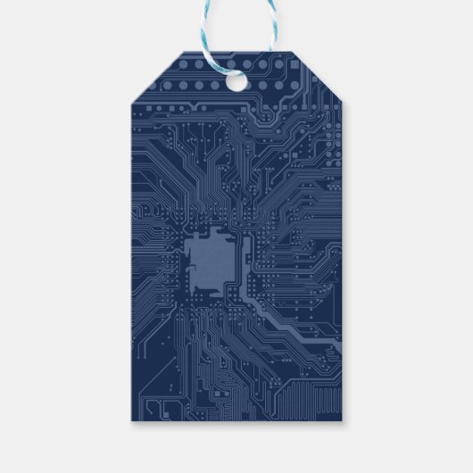 Blue Geek Motherboard Circuit Patroon Cadeaulabel (Voorkant)