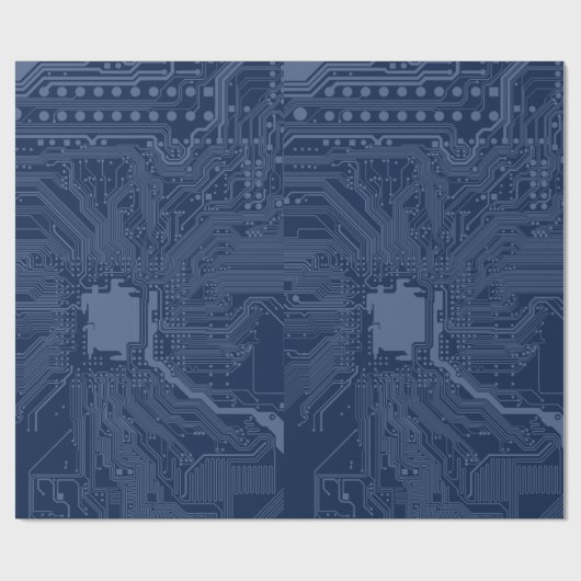 Blue Geek Motherboard Circuit Patroon Cadeaupapier (Vlak)