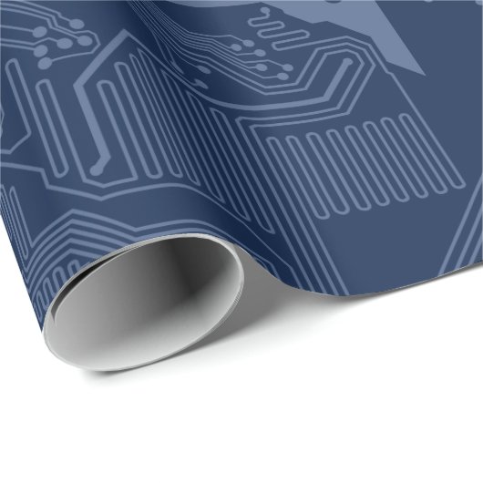 Blue Geek Motherboard Circuit Patroon Cadeaupapier (Rol Hoek)