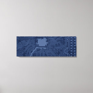 Blue Geek Motherboard Circuit Patroon Canvas Afdruk