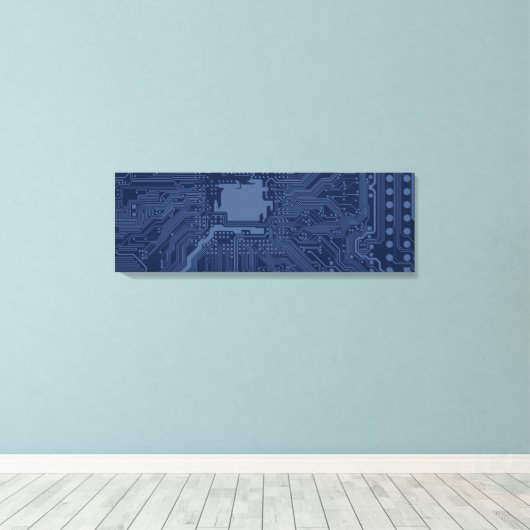 Blue Geek Motherboard Circuit Patroon Canvas Afdruk (Insitu (Houten vloer))