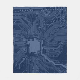 Blue Geek Motherboard Circuit Patroon Fleece Deken