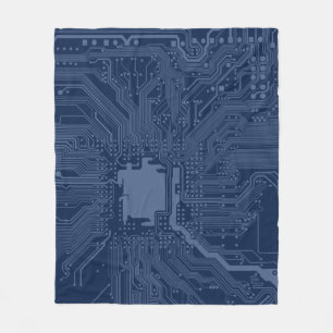 Blue Geek Motherboard Circuit Patroon Fleece Deken