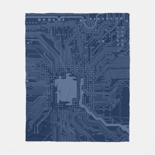 Blue Geek Motherboard Circuit Patroon Fleece Deken (Voorkant)