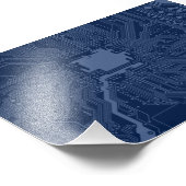 Blue Geek Motherboard Circuit Patroon Foto Afdruk (Hoek)