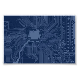 Blue Geek Motherboard Circuit Patroon Foto Afdruk