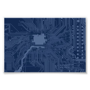 Blue Geek Motherboard Circuit Patroon Foto Afdruk