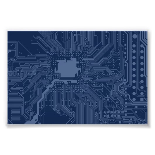 Blue Geek Motherboard Circuit Patroon Foto Afdruk (Voorkant)