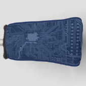 Blue Geek Motherboard Circuit Patroon Golfheadcover (Voorkant)