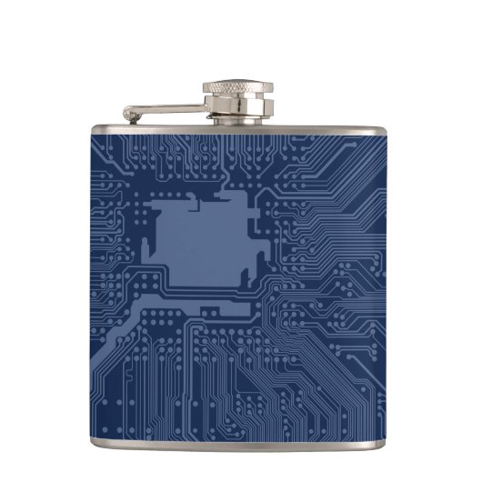 Blue Geek Motherboard Circuit Patroon Heupfles (Voorkant)