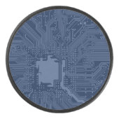 Blue Geek Motherboard Circuit Patroon Hockey Puck (Voorkant)