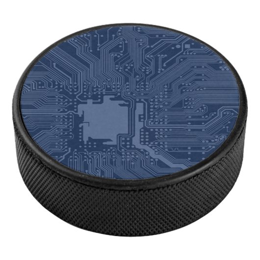 Blue Geek Motherboard Circuit Patroon Hockey Puck (3/4)