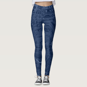 Blue Geek Motherboard Circuit Patroon Leggings