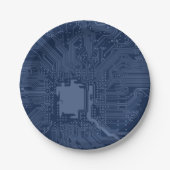 Blue Geek Motherboard Circuit Patroon Papieren Bordje (Voorkant)