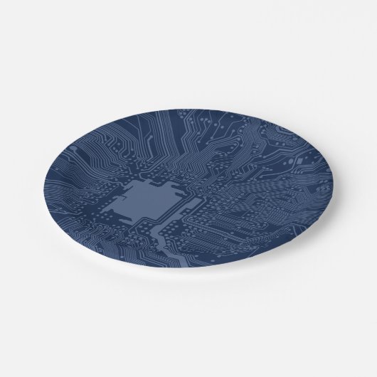 Blue Geek Motherboard Circuit Patroon Papieren Bordje (Gekanteld)