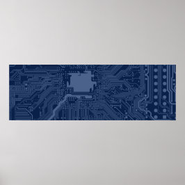 Blue Geek Motherboard Circuit Patroon Poster