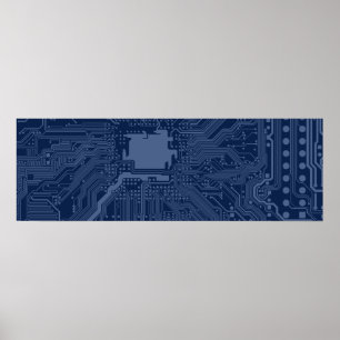 Blue Geek Motherboard Circuit Patroon Poster