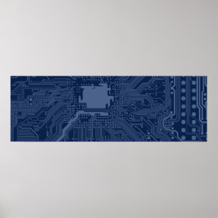Blue Geek Motherboard Circuit Patroon Poster
