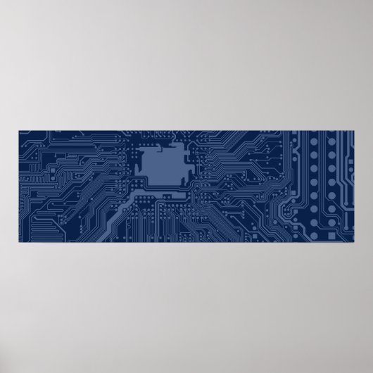 Blue Geek Motherboard Circuit Patroon Poster (Voorkant)