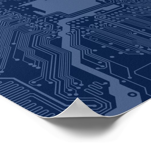 Blue Geek Motherboard Circuit Patroon Poster (Hoek)