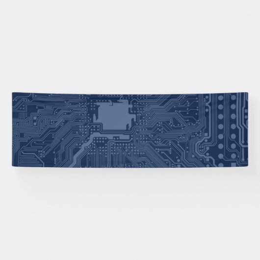 Blue Geek Motherboard Circuit Patroon Spandoek (Horizontaal)