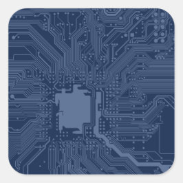 Blue Geek Motherboard Circuit Patroon Vierkante Sticker