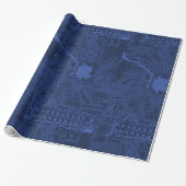 Blue Geek Motherboard Patroon Cadeaupapier (Uitgerold)