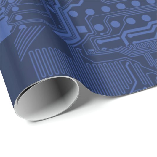 Blue Geek Motherboard Patroon Cadeaupapier (Rol Hoek)