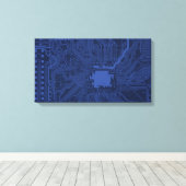 Blue Geek Motherboard Patroon Canvas Afdruk (Insitu (Houten vloer))