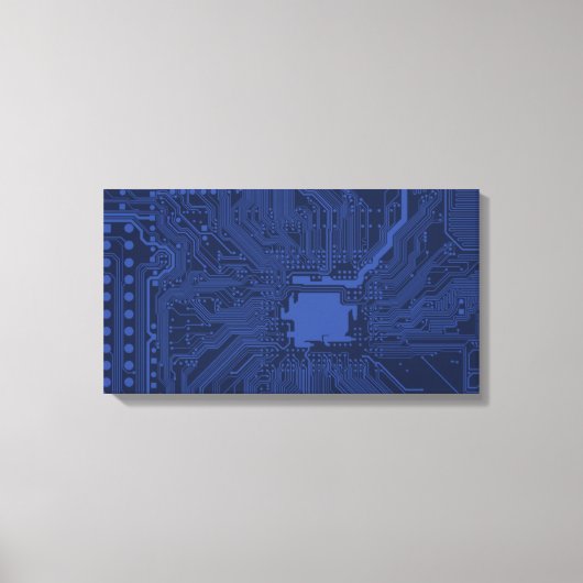 Blue Geek Motherboard Patroon Canvas Afdruk (Voorkant)