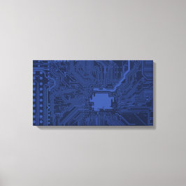 Blue Geek Motherboard Patroon Canvas Afdruk