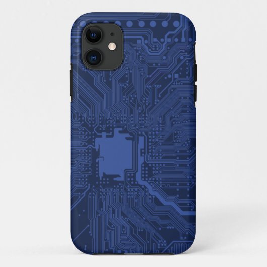 Blue Geek Motherboard Patroon Case-Mate iPhone Case (Achterkant)