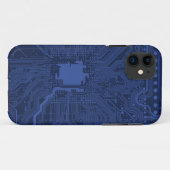 Blue Geek Motherboard Patroon Case-Mate iPhone Case (Achterkant (horizontaal))