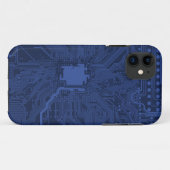 Blue Geek Motherboard Patroon Case-Mate iPhone Case (Achterkant (horizontaal))