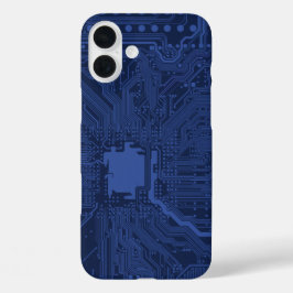 Blue Geek Motherboard Patroon iPhone 16 Plus Hoesje