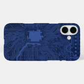 Blue Geek Motherboard Patroon Case-Mate iPhone Case (Achterkant (horizontaal))