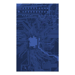 Blue Geek Motherboard Patroon Foto Afdruk