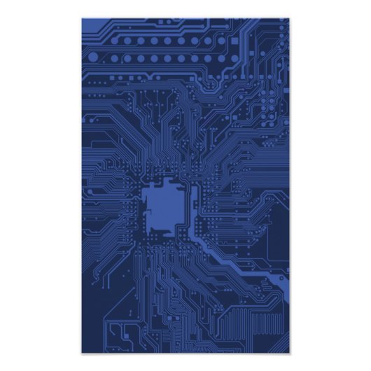 Blue Geek Motherboard Patroon Foto Afdruk (Voorkant)