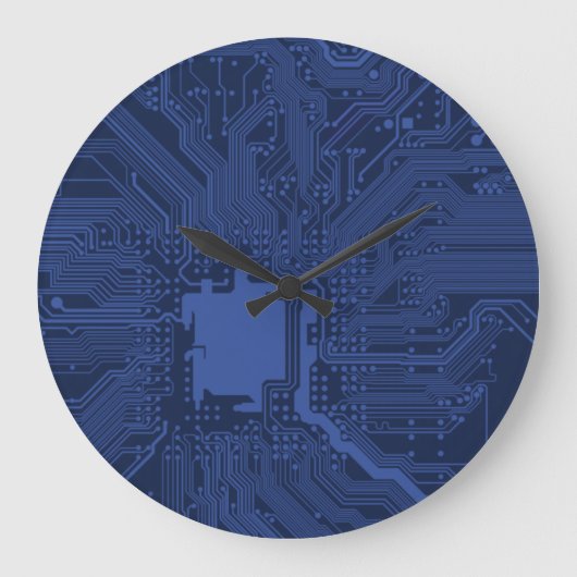 Blue Geek Motherboard Patroon Grote Klok (Voorkant)