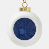Blue Geek Motherboard Patroon Keramische Bal Ornament (Voorkant)