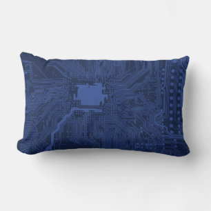 Blue Geek Motherboard Patroon Kussen