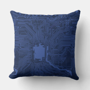 Blue Geek Motherboard Patroon Kussen