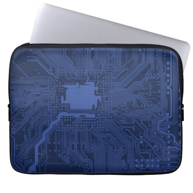Blue Geek Motherboard Patroon Laptop Sleeve (Voorkant)