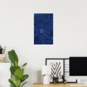 Blue Geek Motherboard Patroon Poster (Thuiskantoor)