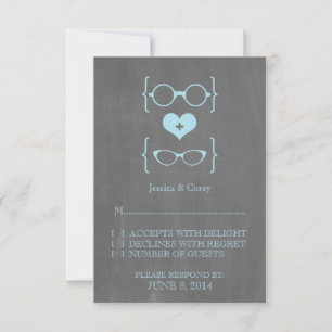 Blue Geeky Glasses Chalkboard Response Kaart